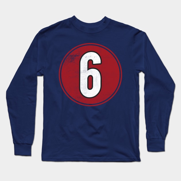 Number Six 6 Long Sleeve T-Shirt by cowyark rubbark